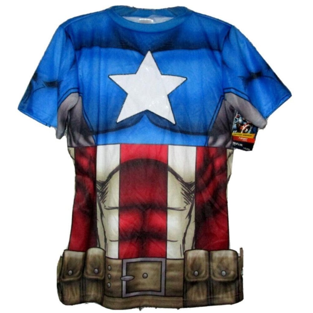 Marvel Captain America T-Shirt Childs Size S/M Halloween Party Costume  New